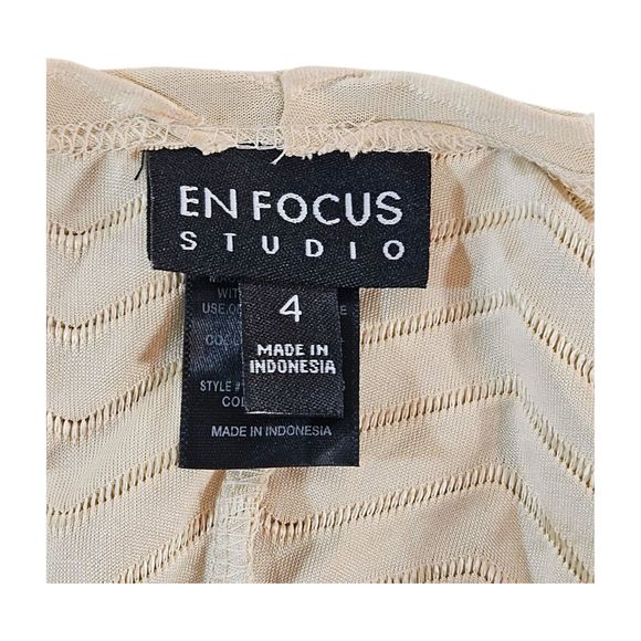 En Focus Studio Dress Size 4 Strappy Sleeve Chevron A-Line Cut Out Neckline - Picture 9 of 10